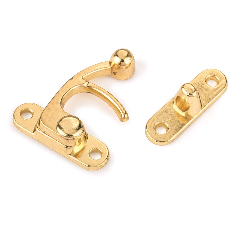 Hook Latch with Screws - Large - Polished Brass Plated